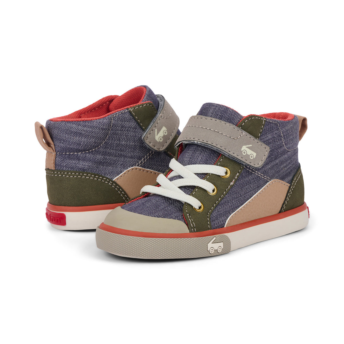 Dayton Gray Denim/Olive | See Kai Run